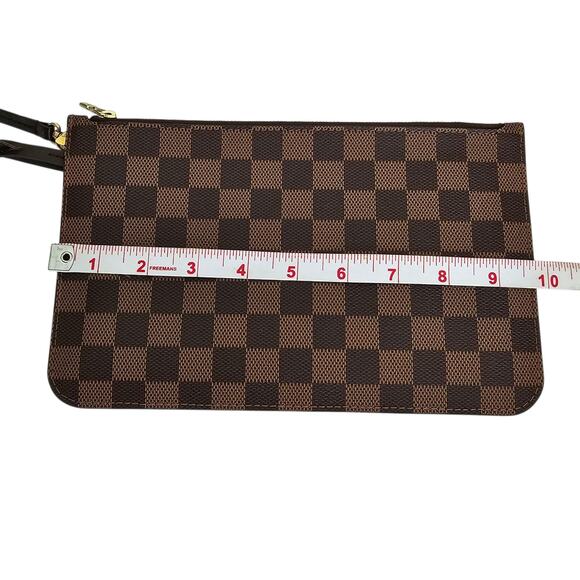 Louis Vuitton Damier Ebene Neverfull MM GM Pouch Wristlet Brown Canvas Leather - Picture 9 of 10